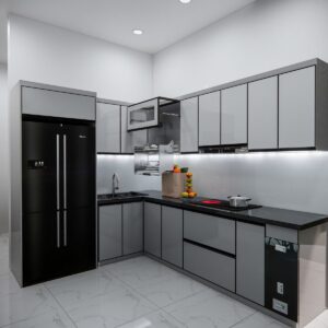Tủ Bếp Nhôm Cánh Kính 04
