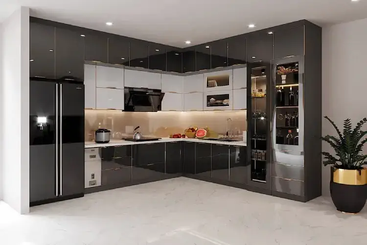 Tủ Bếp Nhôm Cánh Kính 03