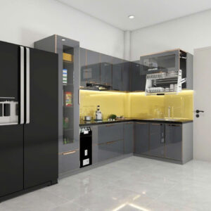 Mẫu tủ bếp nhôm cánh kính đẹp mới nhất